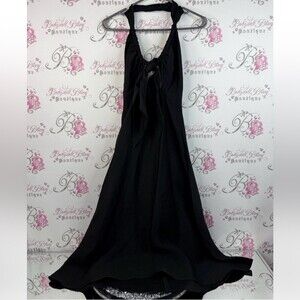 Sandro dress maxi long tie up ribbon bow front Paris France Black Halter Dress